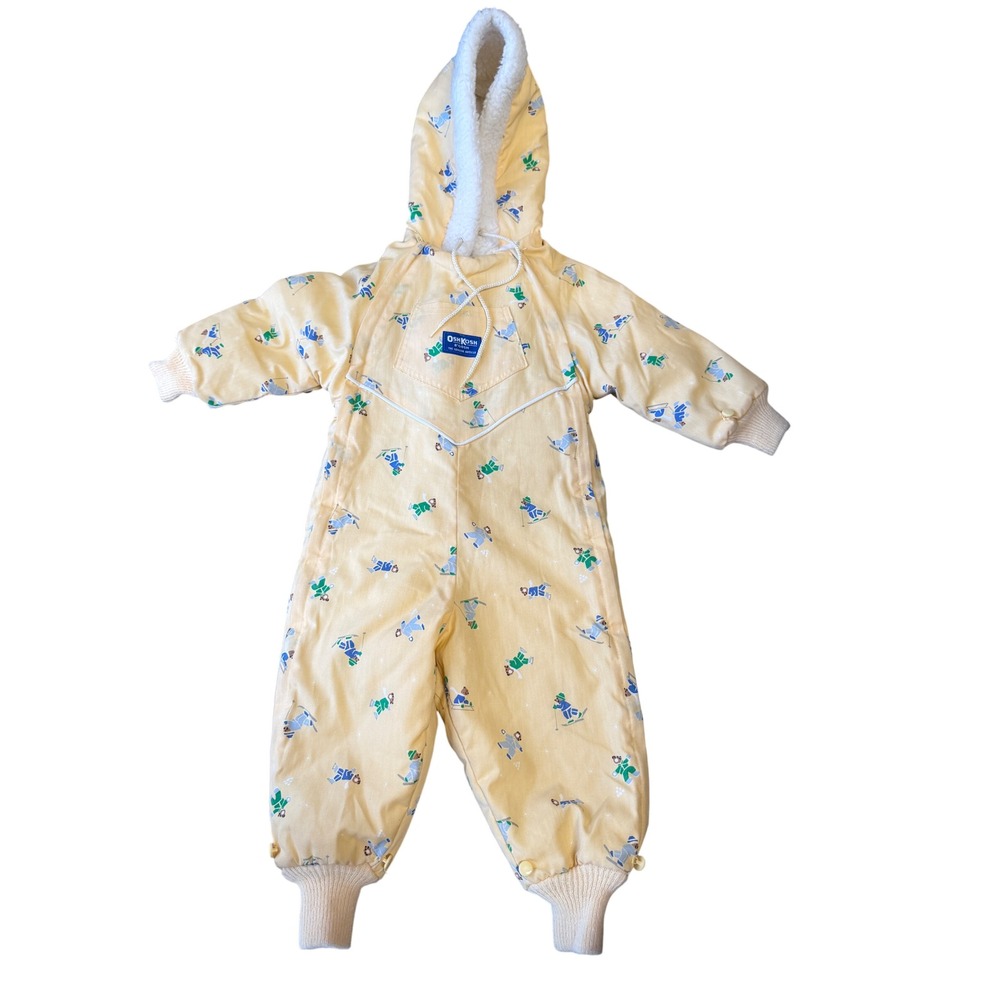Vintage Oshkosh Bear Snowsuit Bunting Suit Baby 24 Months Hooded Fleece USA